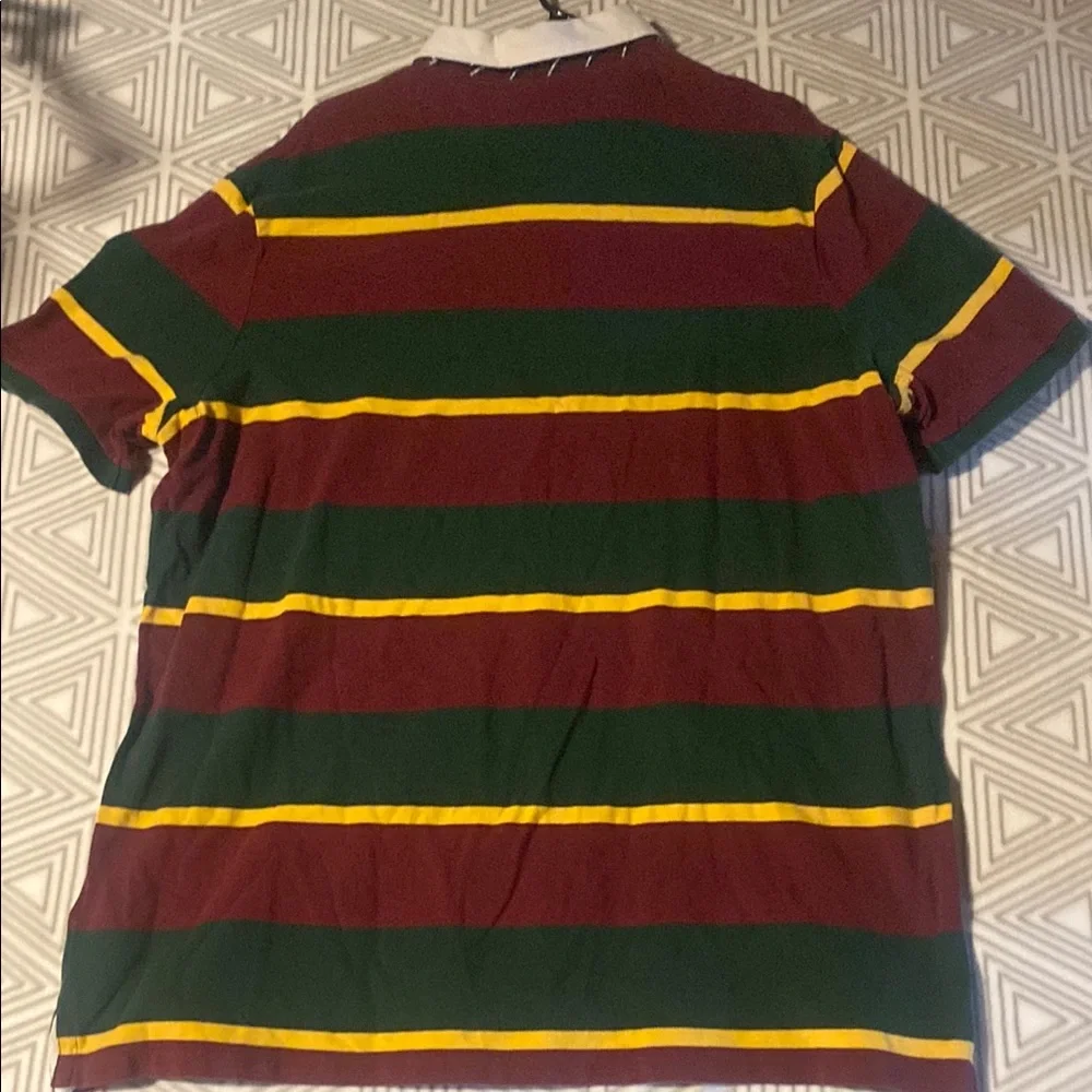 Polo by Ralph Lauren Men's‎ Striped Rugby Shirt - Burgundy, Green, Yellow